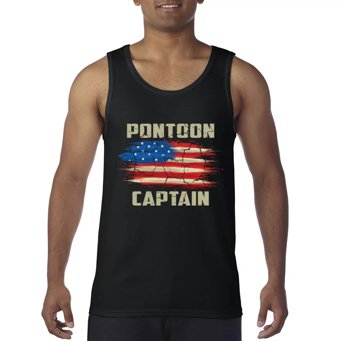 Pontoon Captain American Flag Pontooning Pontoon Boating Tank Top