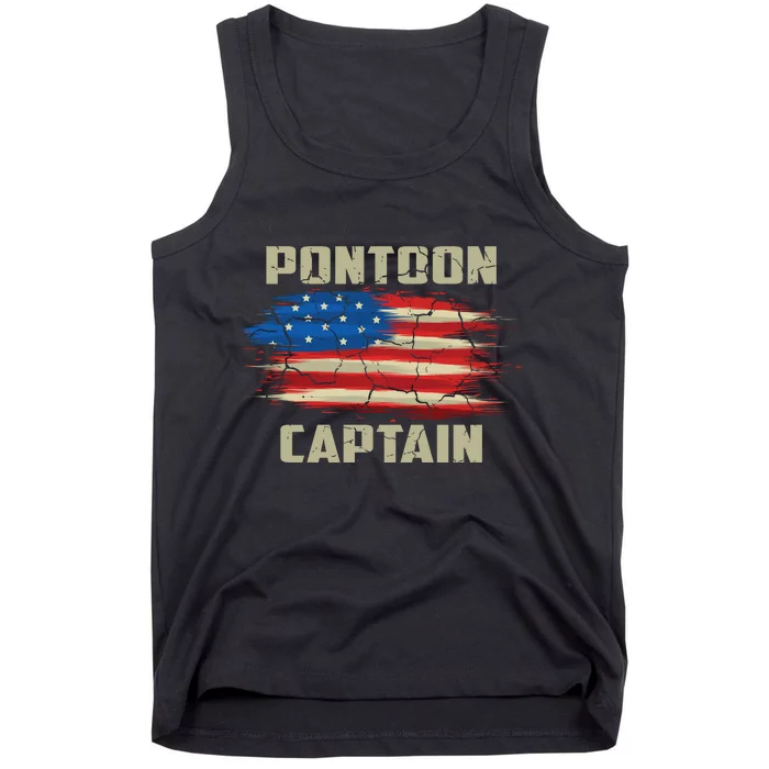 Pontoon Captain American Flag Pontooning Pontoon Boating Tank Top