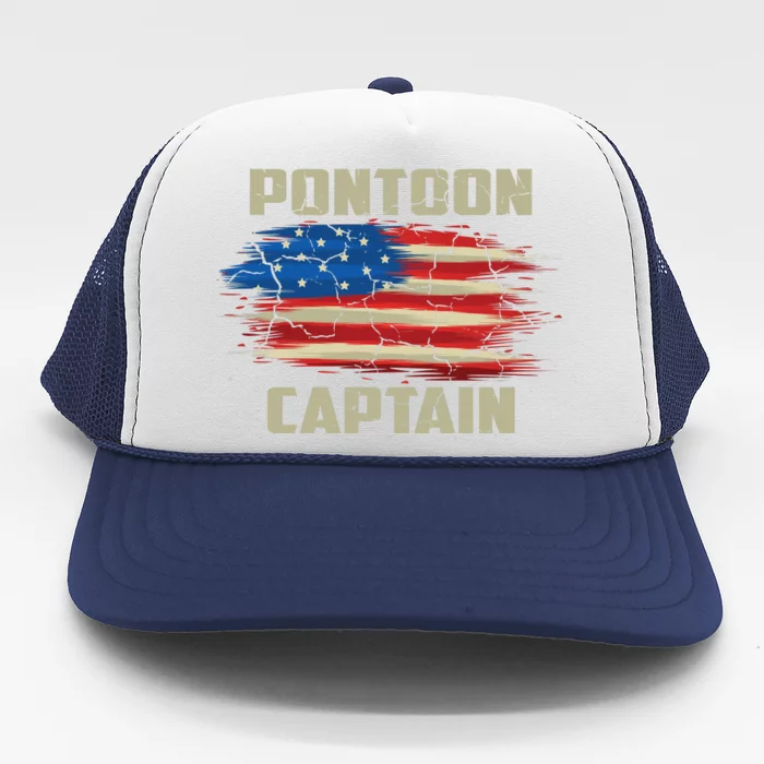 Pontoon Captain American Flag Pontooning Pontoon Boating Trucker Hat