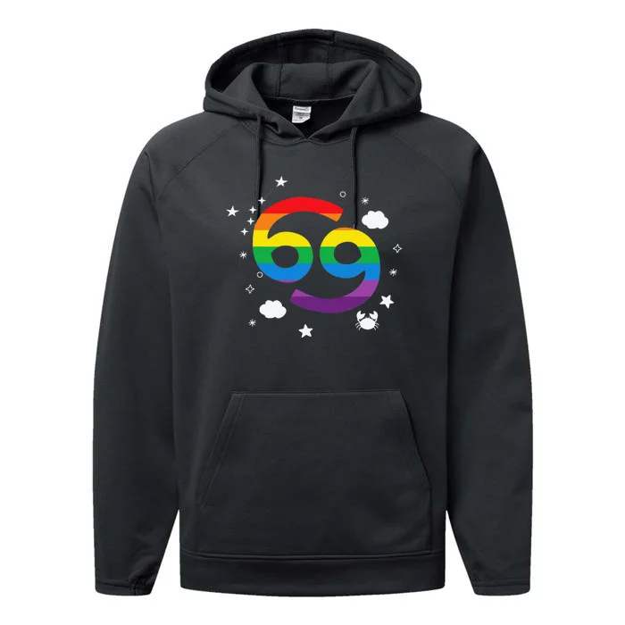 Proud Cancer Astrology Zodiac Sign Horoscope Rainbow Flag Performance Fleece Hoodie