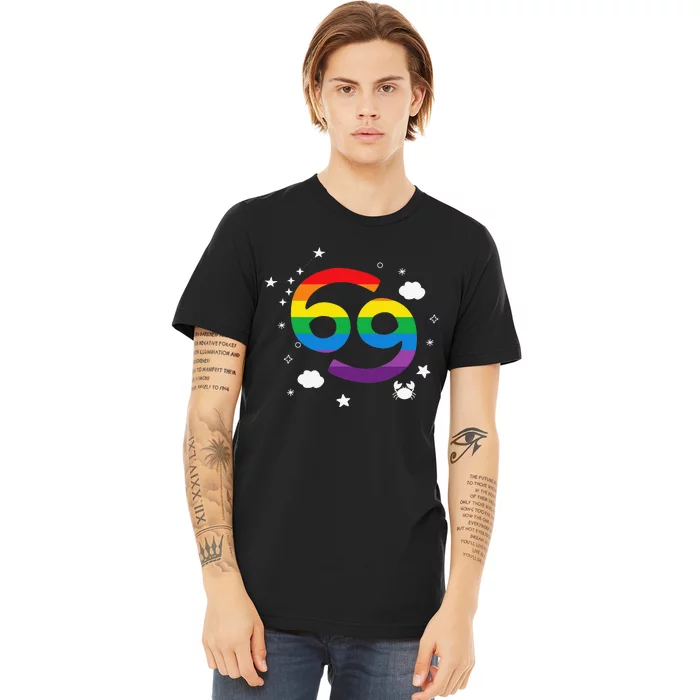 Proud Cancer Astrology Zodiac Sign Horoscope Rainbow Flag Premium T-Shirt