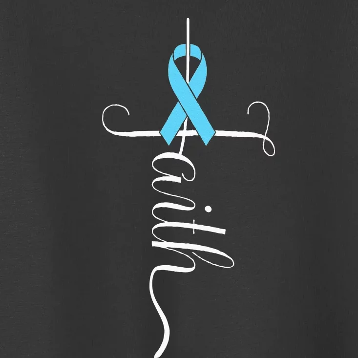 Prostate Cancer Awareness Light Blue Ribbon Faith Survivor Toddler T-Shirt