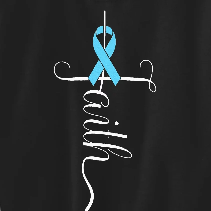 Prostate Cancer Awareness Light Blue Ribbon Faith Survivor Kids Sweatshirt