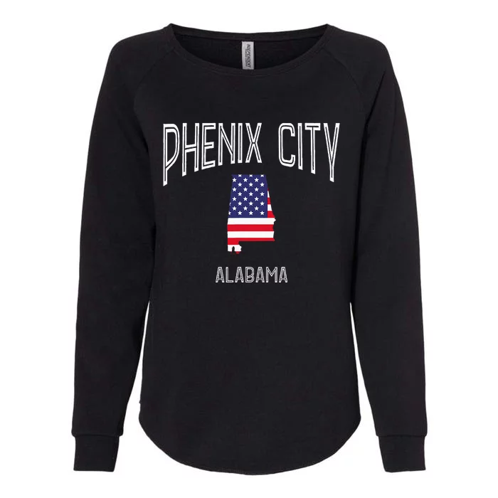 Phenix City Alabama Al Throwback Vintage Usa Flag Womens California Wash Sweatshirt