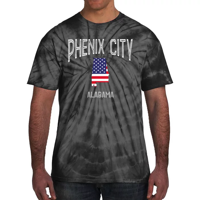 Phenix City Alabama Al Throwback Vintage Usa Flag Tie-Dye T-Shirt