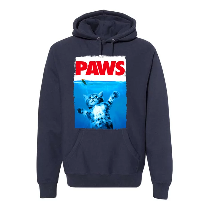 Paws Cat And Mouse Top, Cute Funny Cat Lover Parody Top Premium Hoodie