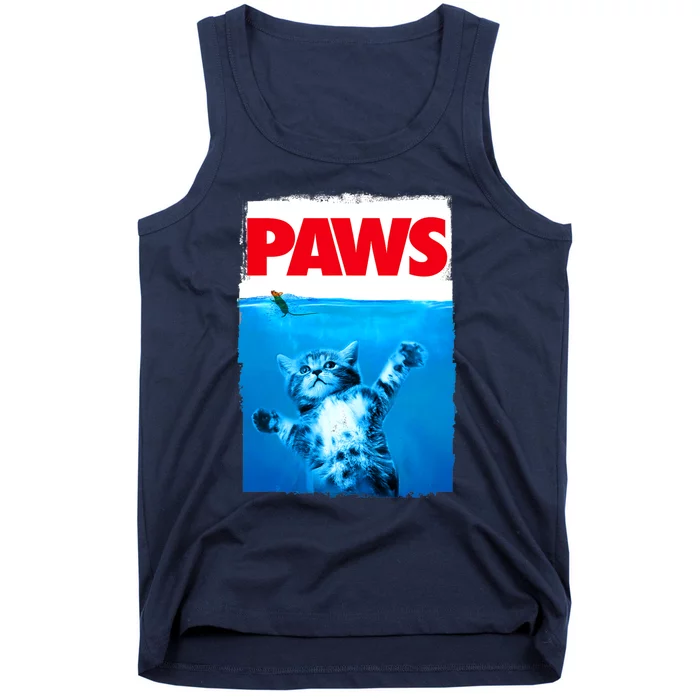 Paws Cat And Mouse Top, Cute Funny Cat Lover Parody Top Tank Top