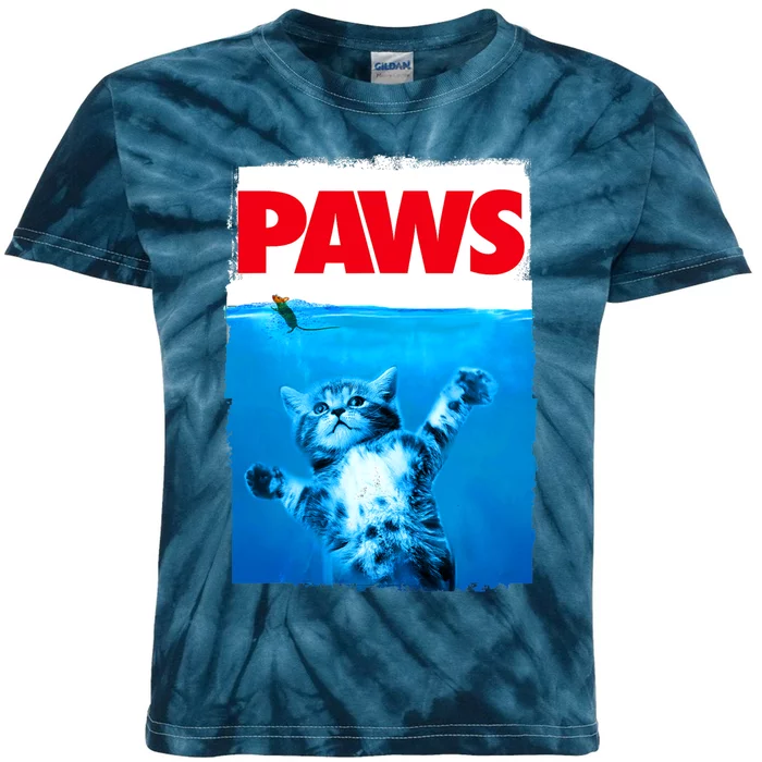 Paws Cat And Mouse Top, Cute Funny Cat Lover Parody Top Kids Tie-Dye T-Shirt