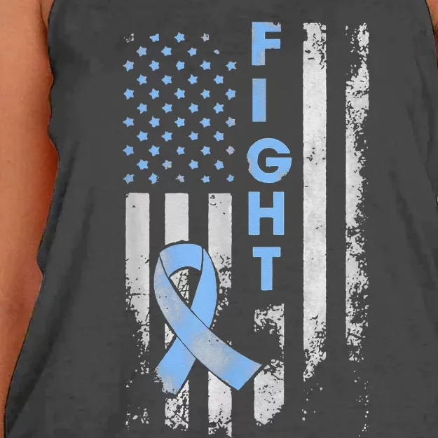 Prostate Cancer Awareness Fight American Flag Gifts Women's Knotted Racerback Tank