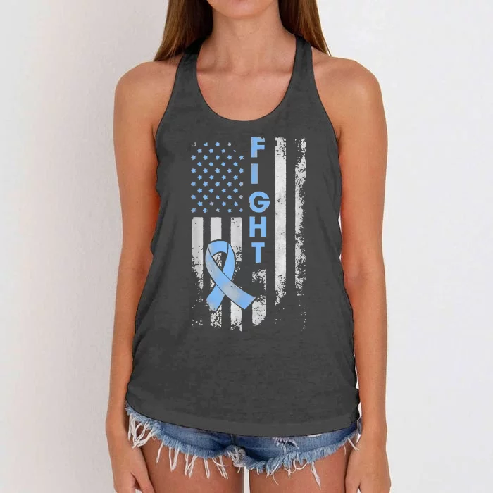 Prostate Cancer Awareness Fight American Flag Gifts Women's Knotted Racerback Tank