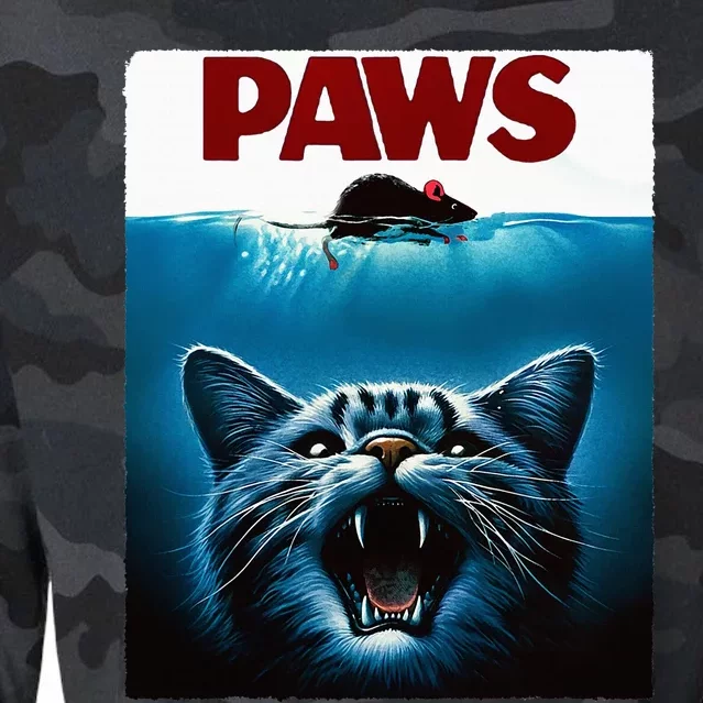 Paws Cat And Mouse Parody Funny Cat Cropped Pullover Crew