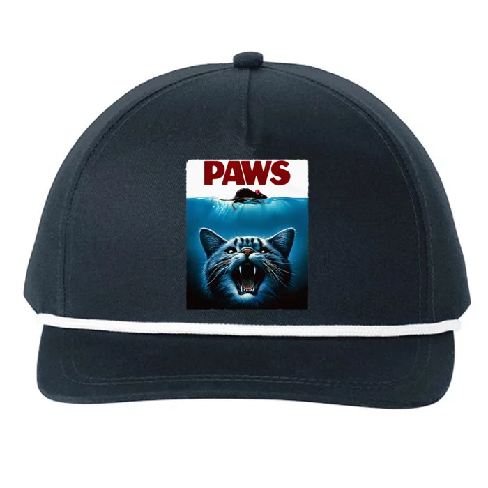 Paws Cat And Mouse Parody Funny Cat Snapback Five-Panel Rope Hat