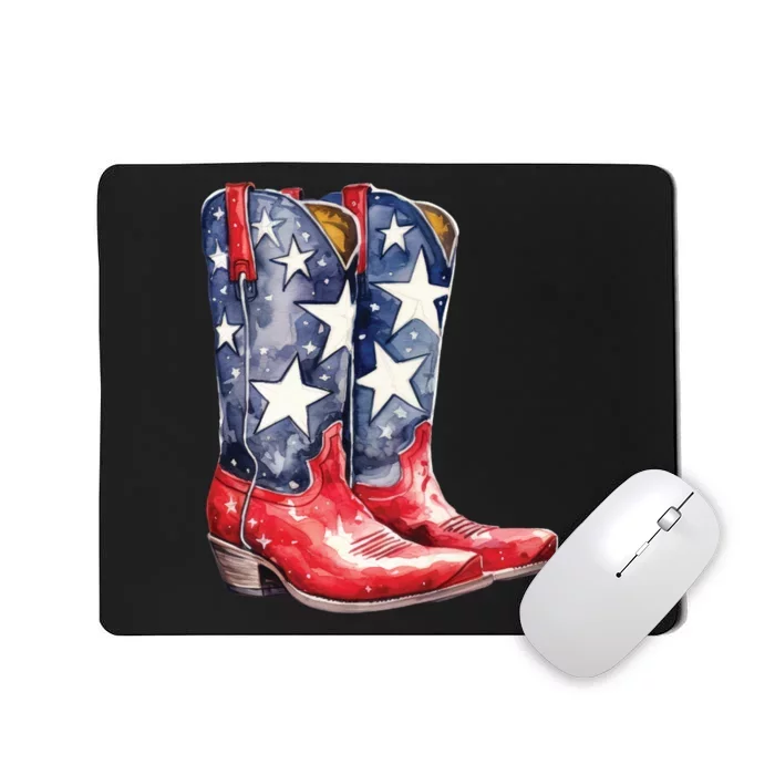 Cowboy Boots USA Flag Western Boot American Cowgirl Mousepad