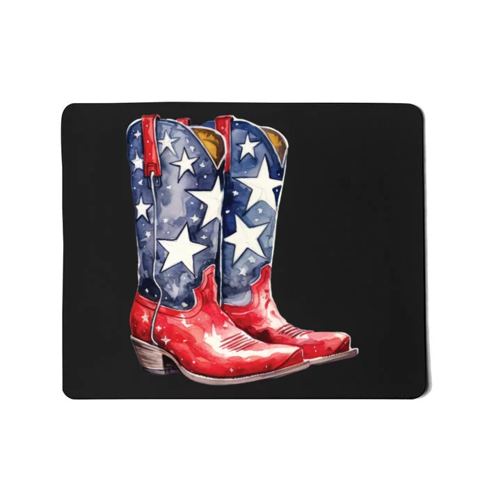 Cowboy Boots USA Flag Western Boot American Cowgirl Mousepad