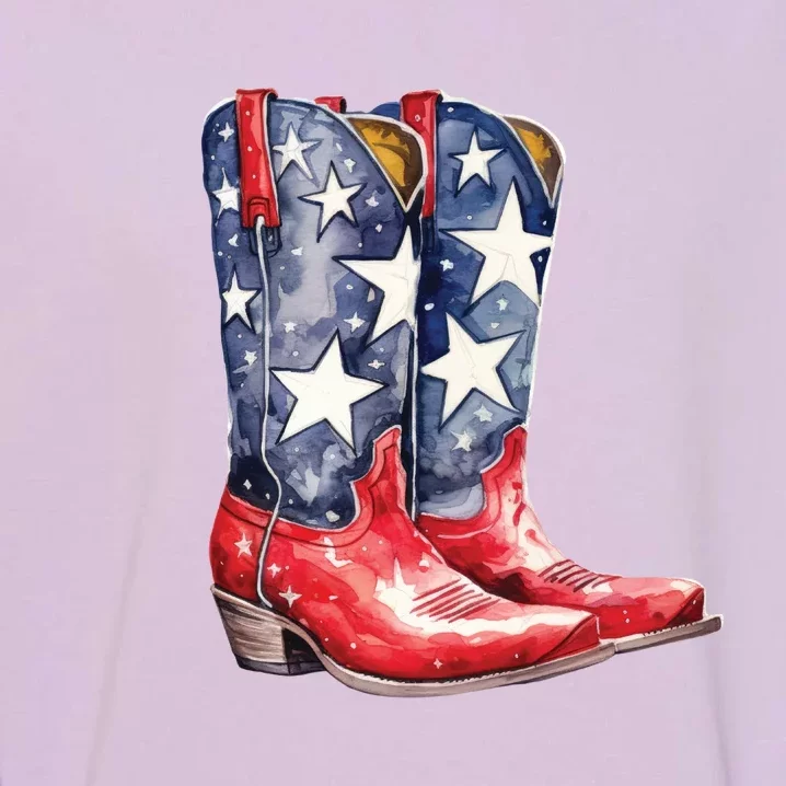 Cowboy Boots USA Flag Western Boot American Cowgirl Garment-Dyed Sweatshirt