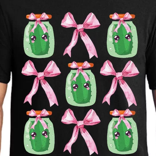 Pink Coquette Bow Cute Pickle Lover Pickles Aesthetic Pajama Set