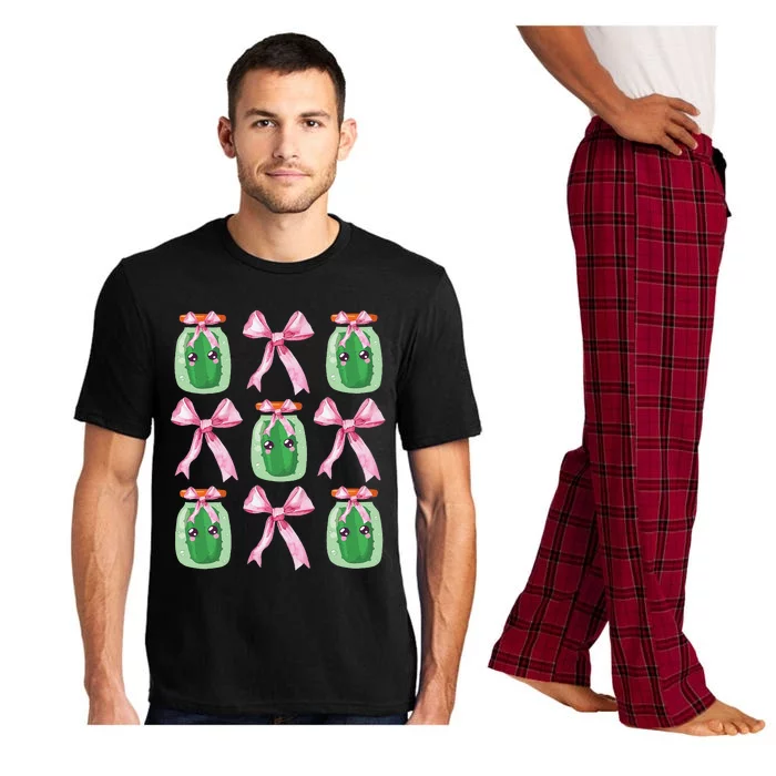 Pink Coquette Bow Cute Pickle Lover Pickles Aesthetic Pajama Set