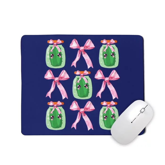 Pink Coquette Bow Cute Pickle Lover Pickles Aesthetic Mousepad