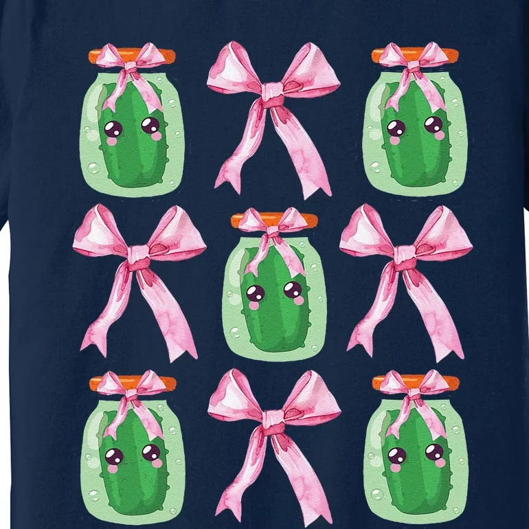 Pink Coquette Bow Cute Pickle Lover Pickles Aesthetic Premium T-Shirt