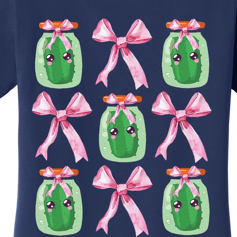 Pink Coquette Bow Cute Pickle Lover Pickles Aesthetic Women's T-Shirt