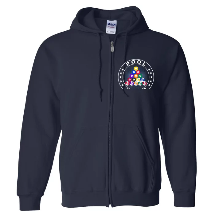 Pool Champ Billiards Pool Player Fun Full Zip Hoodie