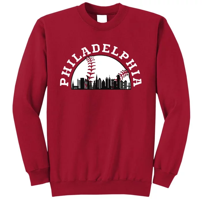 Philly Cityscape Baseball Philadelphia Skyline Vintage Tall Sweatshirt