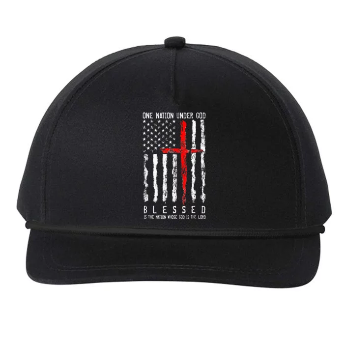 Patriotic Christian Blessed One Nation Under God 4th Of July Snapback Five-Panel Rope Hat