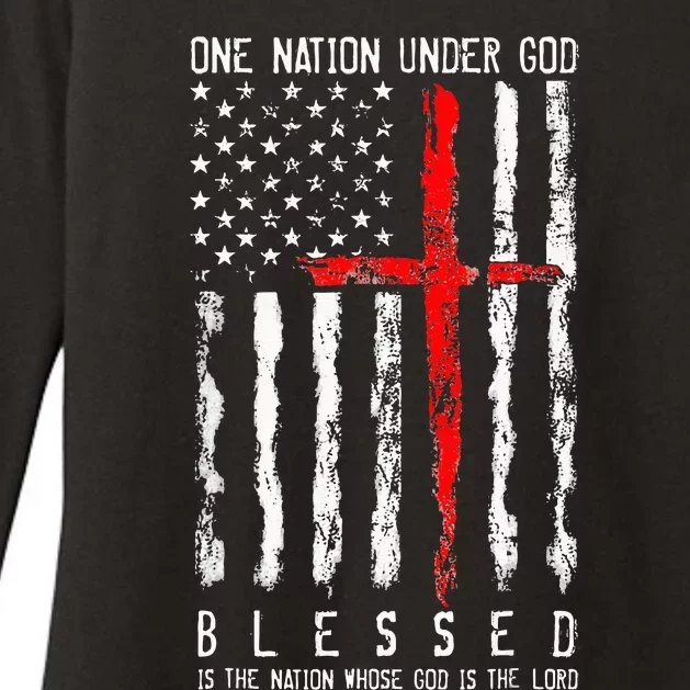 Patriotic Christian Blessed One Nation Under God 4th Of July Womens CVC Long Sleeve Shirt