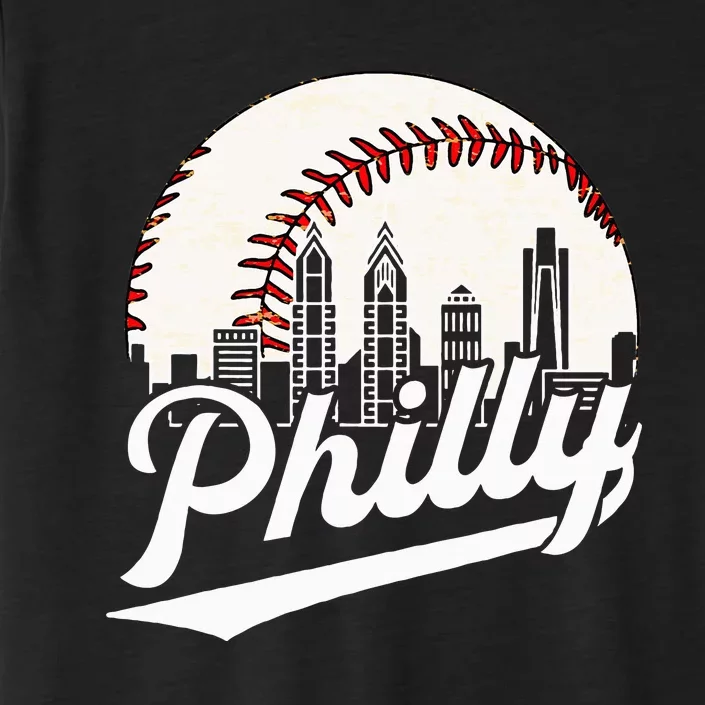 Philly Cityscape Baseball Philadelphia Skyline Retro Design ChromaSoft Performance T-Shirt