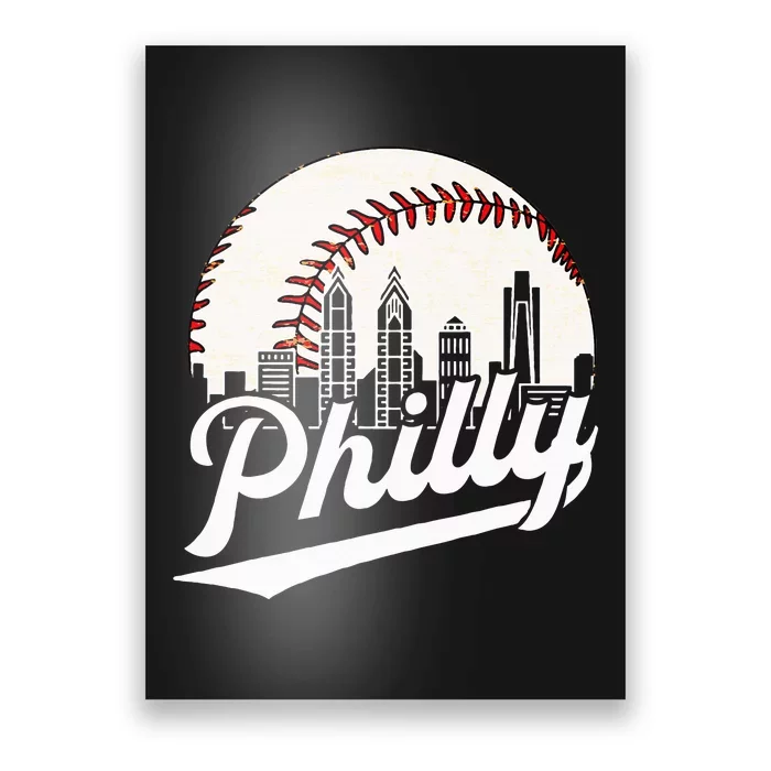 Philly Cityscape Baseball Philadelphia Skyline Retro Design Poster