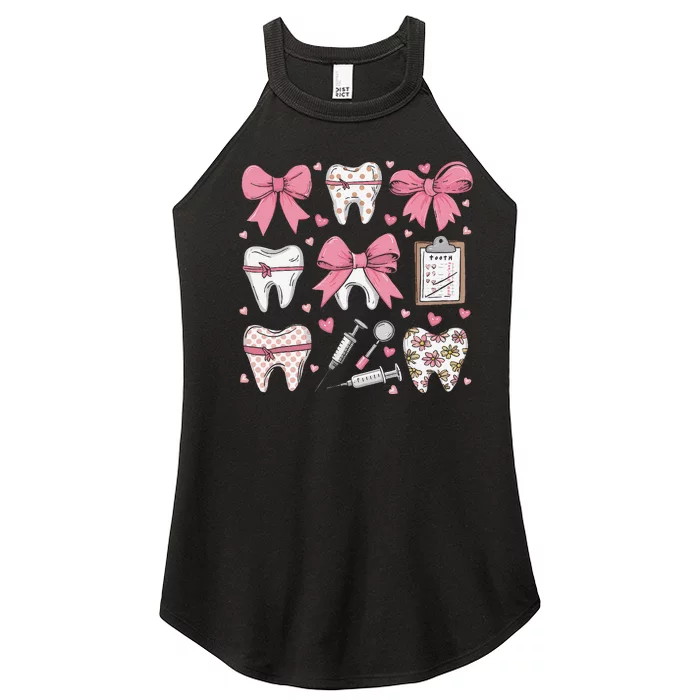 P.Ink Coquette Bow Cute Teeth Dentist Squad Dental Assistant Gift Women’s Perfect Tri Rocker Tank