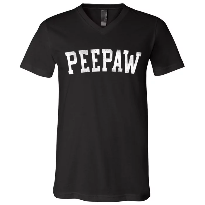 Peepaw Classic Bold Font FatherS Day Peepaw V-Neck T-Shirt