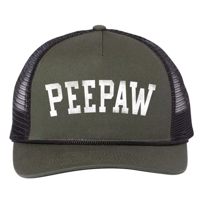 Peepaw Classic Bold Font FatherS Day Peepaw Retro Rope Trucker Hat Cap