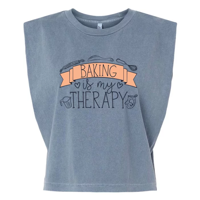 Pastry Chef Baker Baking Is My Therapy Funny Gift Garment-Dyed Women's Muscle Tee