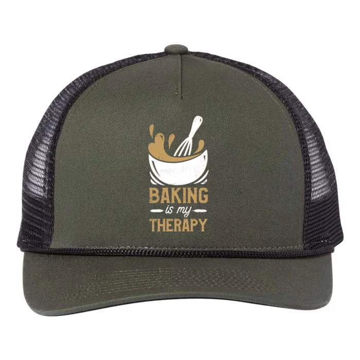 Pastry Chef Baker Baking Is My Therapy Gift Retro Rope Trucker Hat Cap