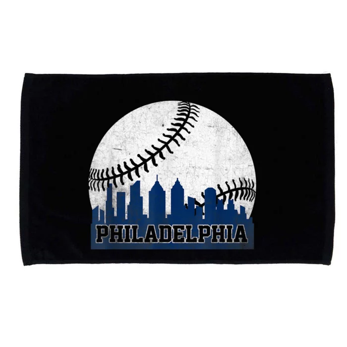 Philly Cityscape Baseball Philadelphia Skyline Retro Vintage Microfiber Hand Towel