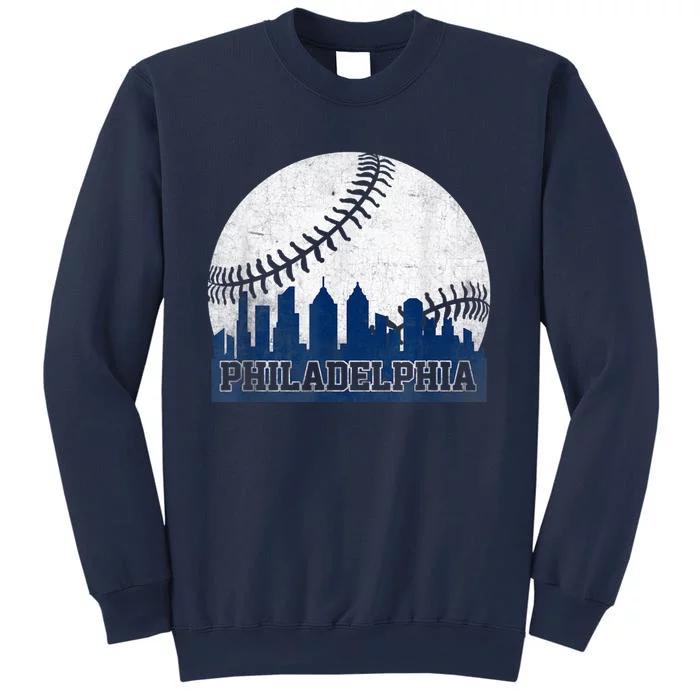 Philly Cityscape Baseball Philadelphia Skyline Retro Vintage Sweatshirt