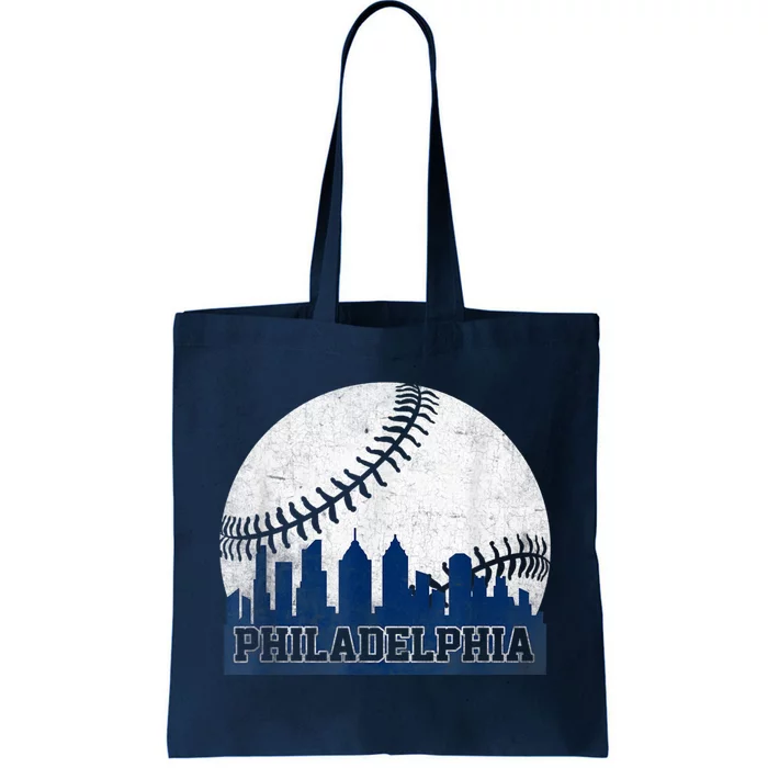 Philly Cityscape Baseball Philadelphia Skyline Retro Vintage Tote Bag