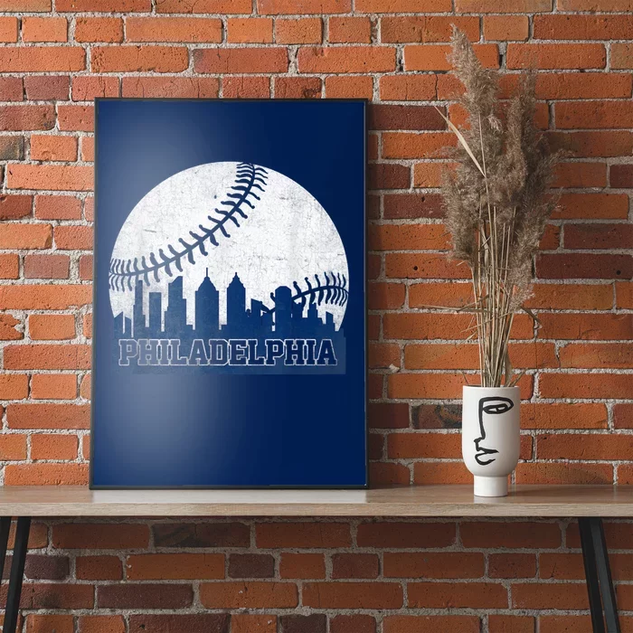 Philly Cityscape Baseball Philadelphia Skyline Retro Vintage Poster