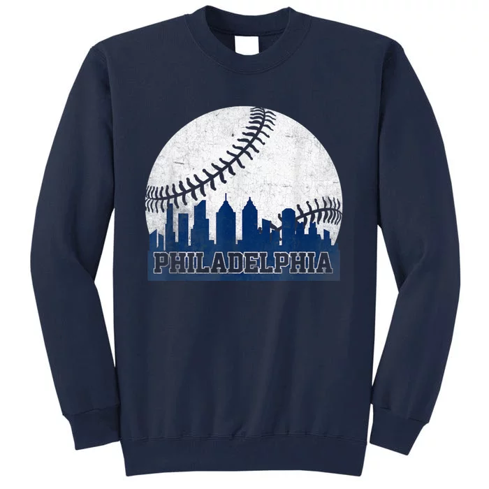 Philly Cityscape Baseball Philadelphia Skyline Retro Vintage Tall Sweatshirt