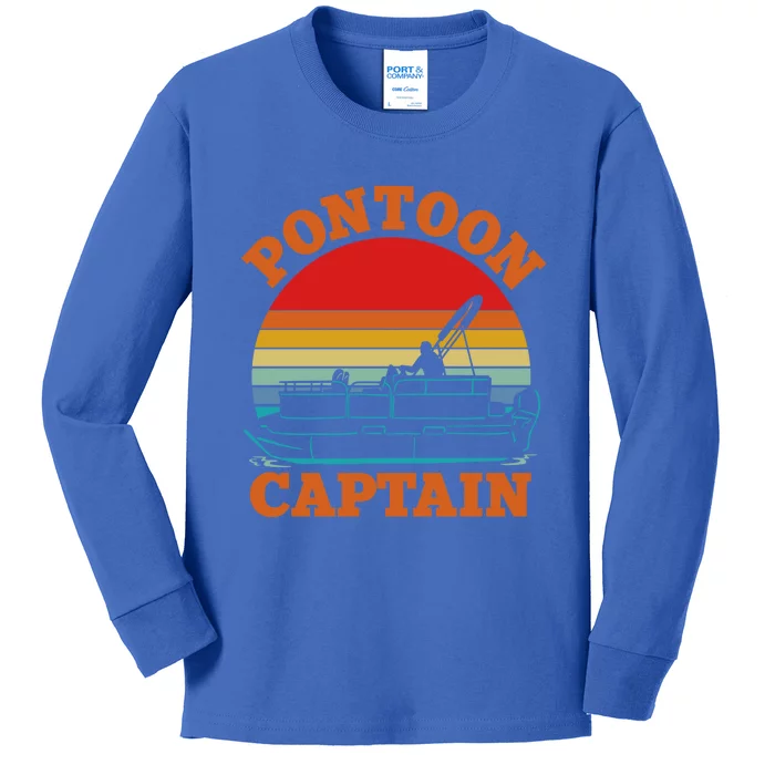 Pontoon Captain Boat Boating Gift Kids Long Sleeve Shirt