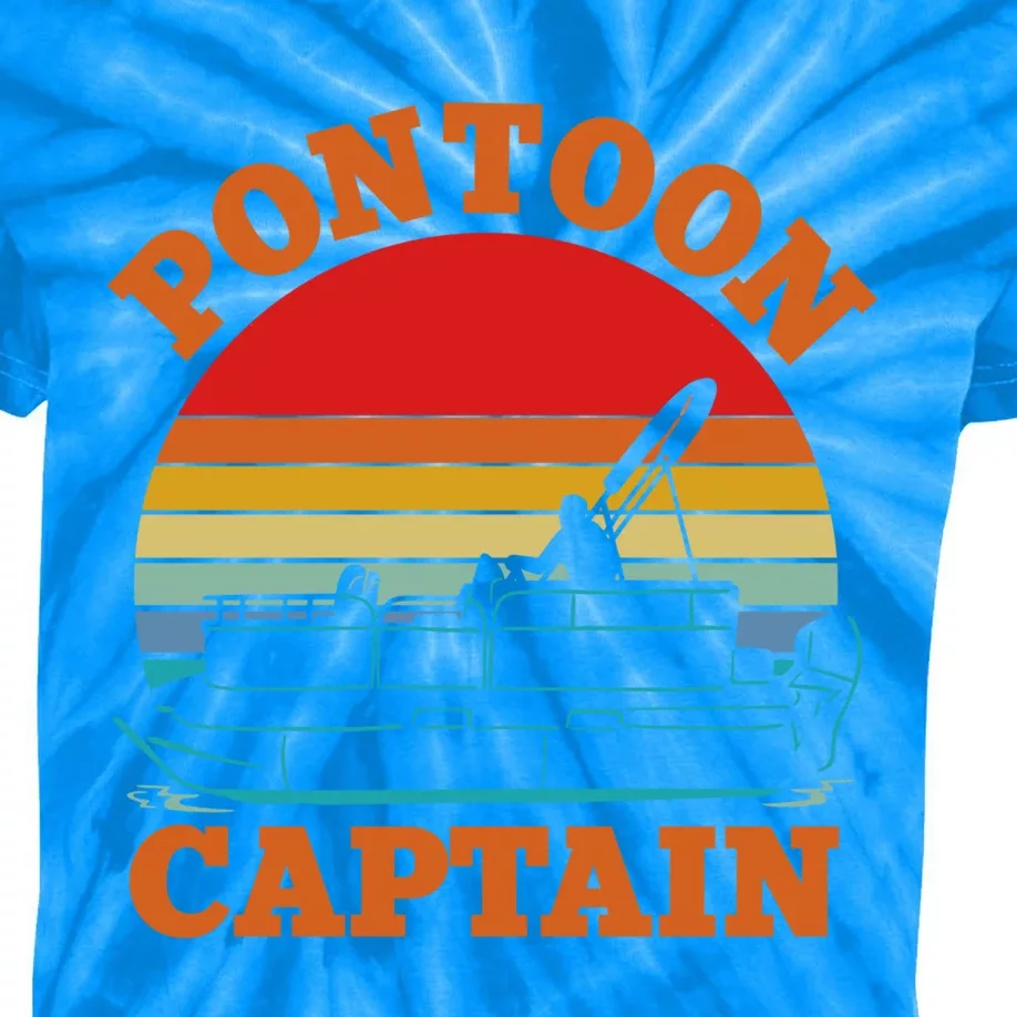 Pontoon Captain Boat Boating Gift Kids Tie-Dye T-Shirt