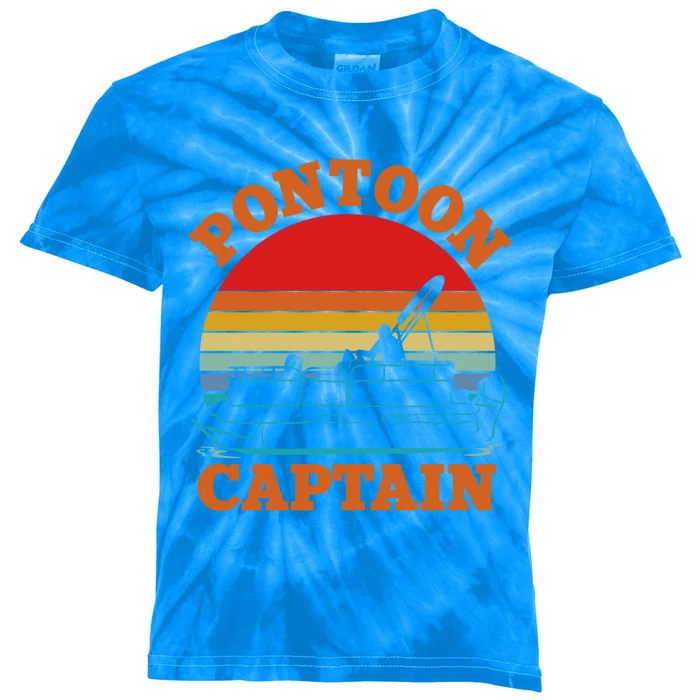 Pontoon Captain Boat Boating Gift Kids Tie-Dye T-Shirt