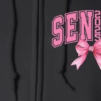 Pinkk Coquette Bow Senior 2025 Class Of 2025 Grad For Girl Gift Full Zip Hoodie