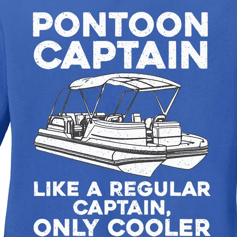 Pontoon Captain Boat Owner Ladies Long Sleeve Shirt