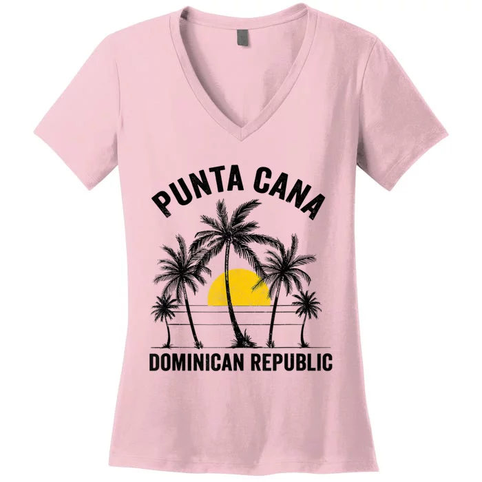 Punta Cana Beach Souvenir RD Dominican Republic 2022 Women's V-Neck T-Shirt