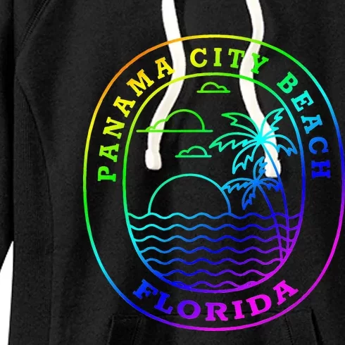 Panama City Beach Rainbow Palm Tree Beach Vacation Women's Fleece Hoodie