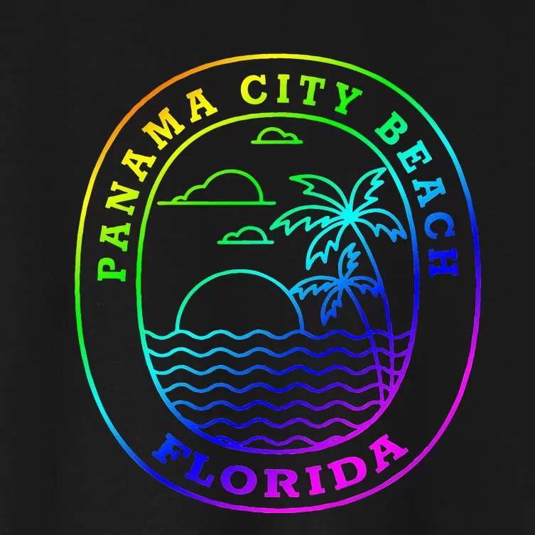 Panama City Beach Rainbow Palm Tree Beach Vacation Women's Crop Top Tee