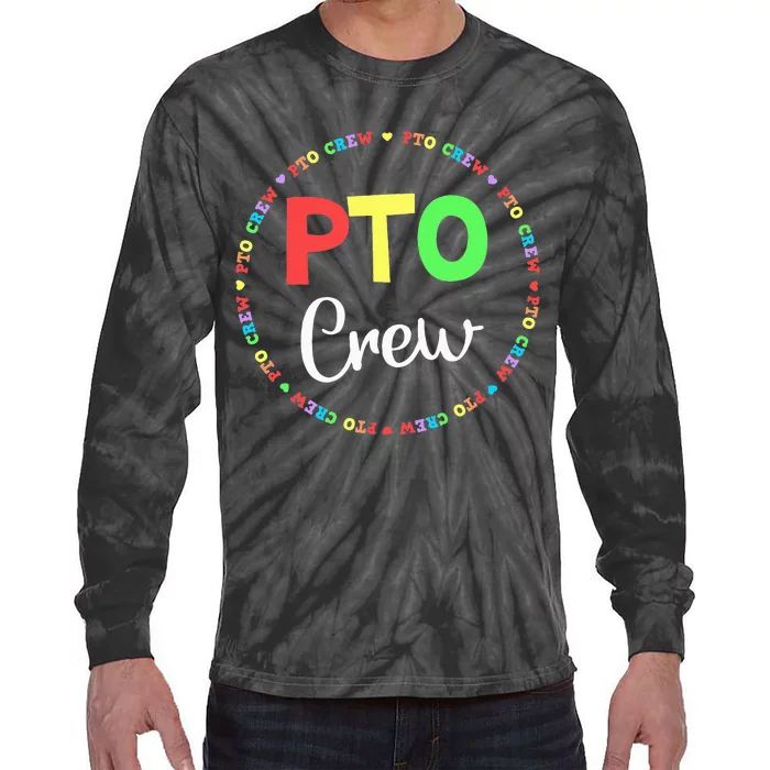 PTO Crew Back to School Matching Group Tee Parent Teacher Tie-Dye Long Sleeve Shirt