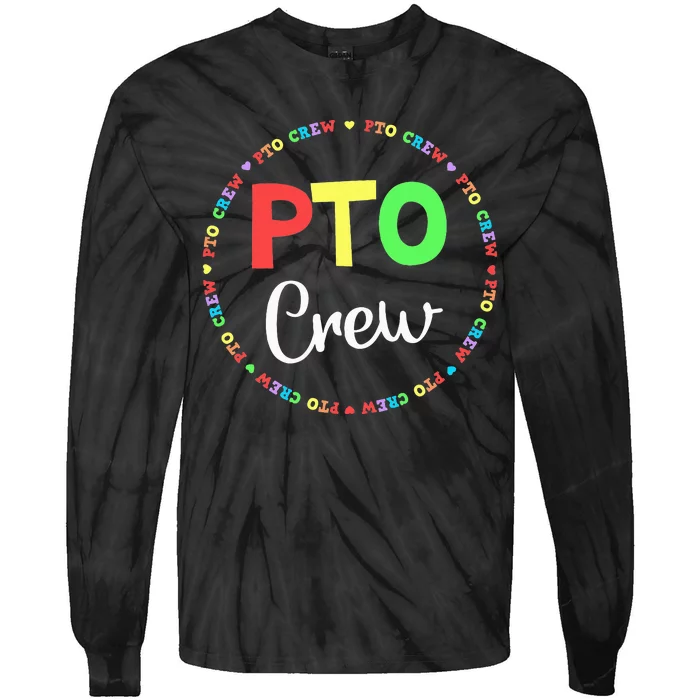 PTO Crew Back to School Matching Group Tee Parent Teacher Tie-Dye Long Sleeve Shirt